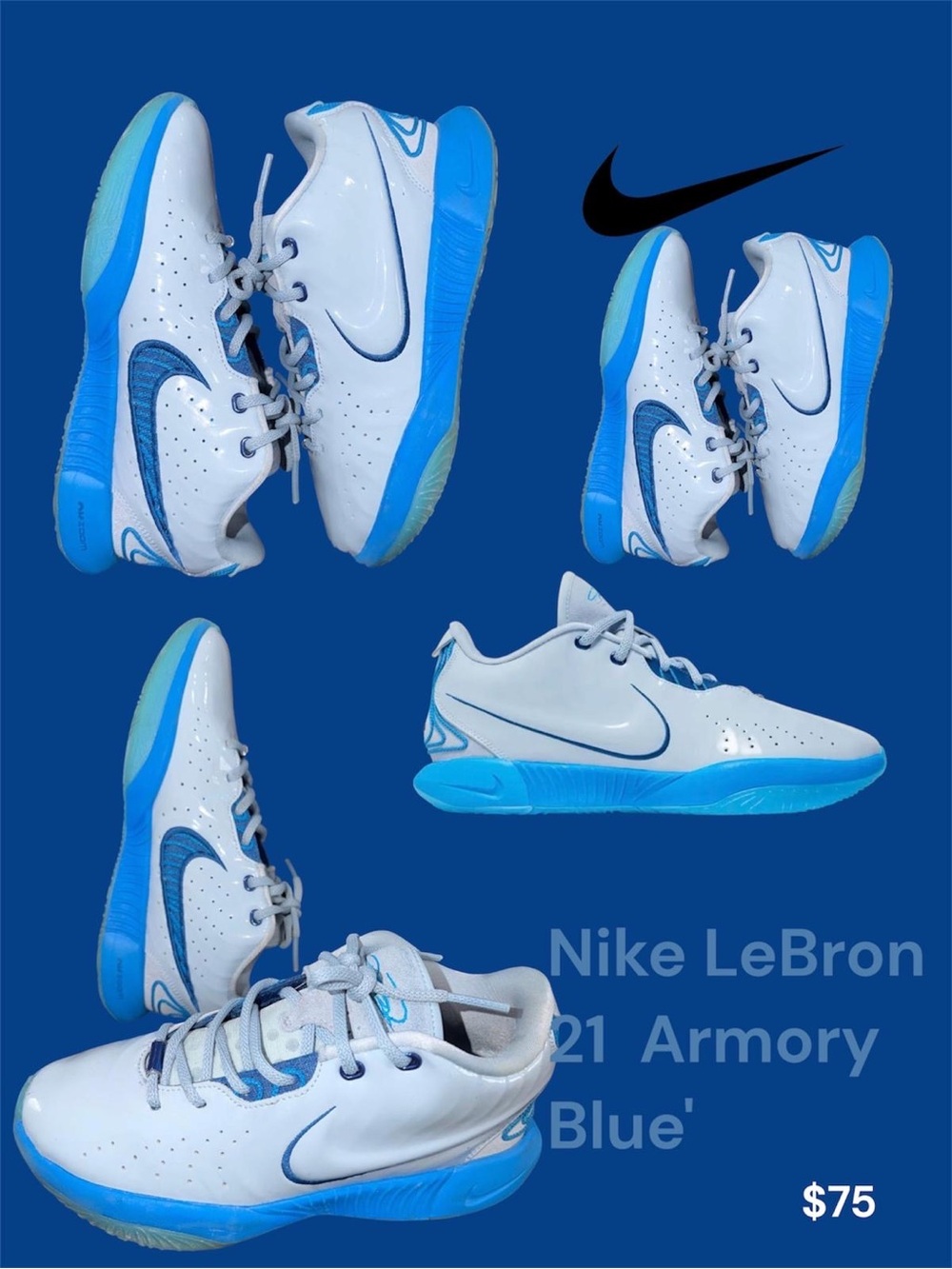 Nike LeBron Men’s Low-Top Sneakers in White & Blue